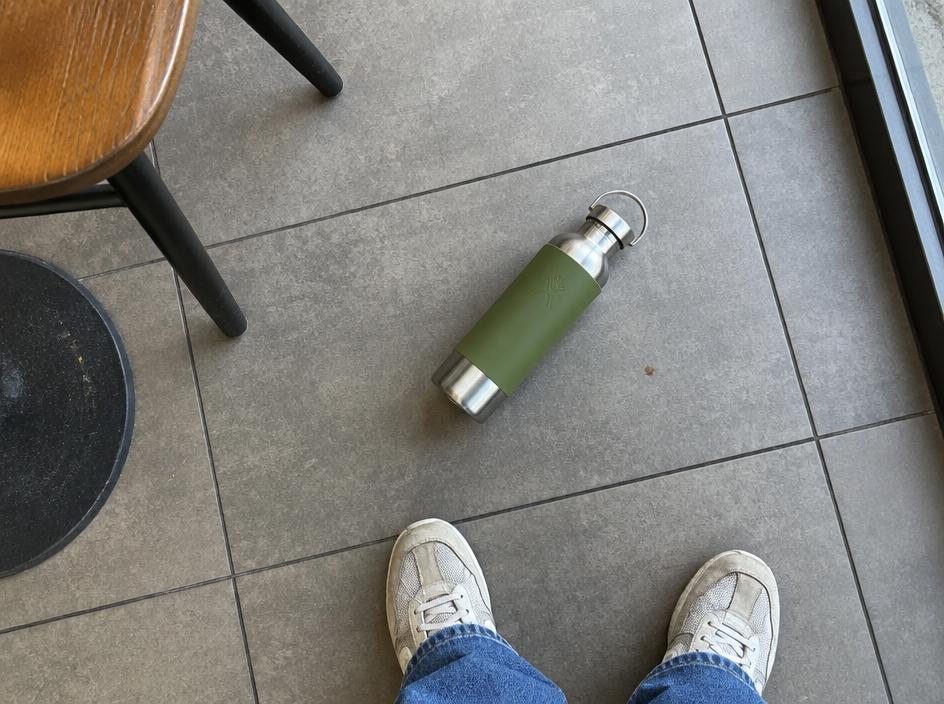 Green water bottle