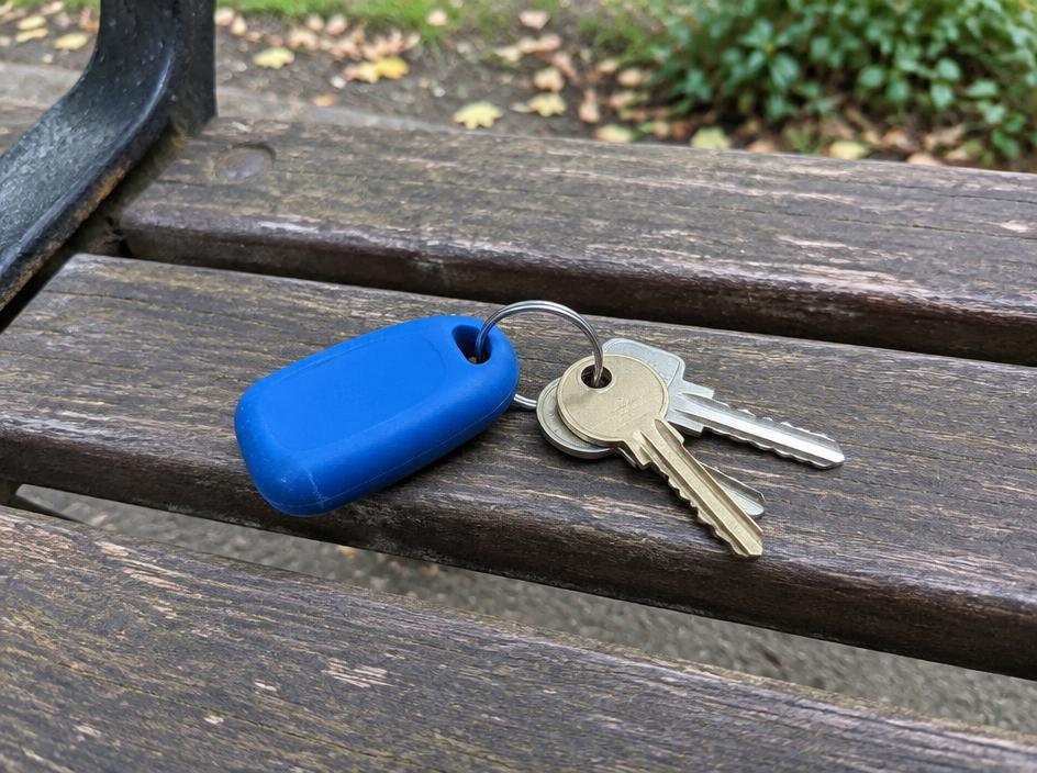 Keys with blue fob